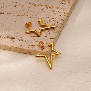 Star Earrings Stainless Steel 18K Gold Plated Minimalist Trendy Geometric Jewelry Accessories For Women