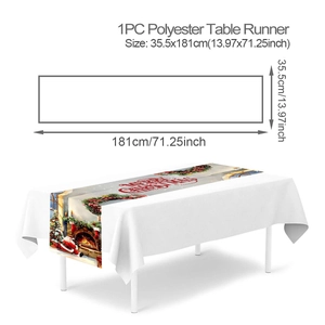 Detailed size chart showing a 181cm Christmas Santa table runner with layout measurements