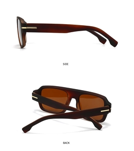 Detail view showing tortoise frame side hinges and gold T-shaped metal accents
