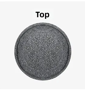 Top view of dark grey wool blend bucket hat for elderly women showing thick woven texture