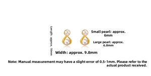 Detail showing dimensions of S925 silver pearl stud earrings in elegant cross design
