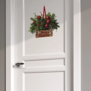 3D Christmas hanging basket wall sticker with Merry Christmas sign for home festive decor