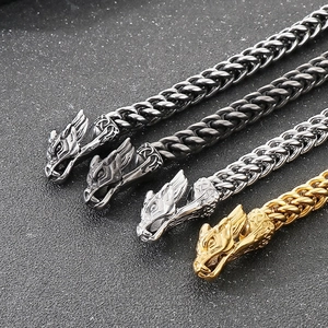 Detailansicht der Drachenkopf-Gliederketten in Gold, Silber, Schwarz und Antik-Optik