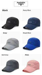 Detailed grid display of quick-dry sports baseball caps in six diverse color options