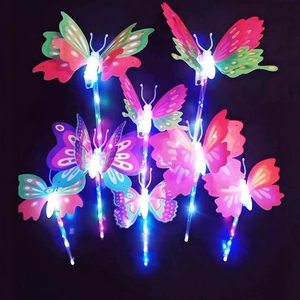 LED Glowing Fairy Wand Plastic Butterfly Star Heart Shaped Light Up Toy Handheld For Party Festival Celebration Kids