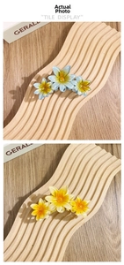 Detailansicht der farbenfrohen Frangipani-Haarklammern mit transluzenter Harztextur und Gravur