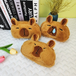 Detailed plush texture of brown Capybara pencil cases with cute facial expressions