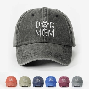 Baseball Cap Washed Cotton Adjustable Dog Mom Embroidery Vintage Sun Protection Breathable Outdoor Hat For Pet Lovers