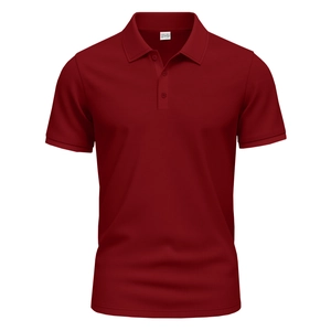 Detail of burgundy polo shirt showing breathable mesh texture and collar on 3D ghost mannequin