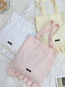 Sacs cabas minimalistes en toile à losanges avec bordure à volants en trois couleurs