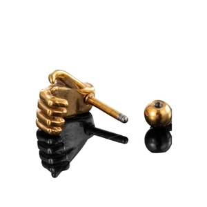 Clou d'oreille poing en acier inoxydable doré style punk avec fermoir à boule vissée