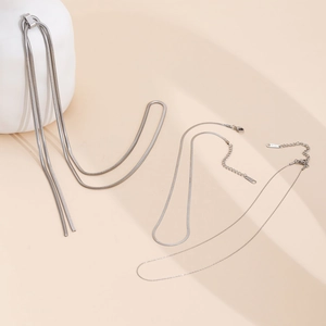 Minimalist Stainless Steel Snake Bone Chain Necklace Long DIY Jewelry Accessories Adjustable Extension