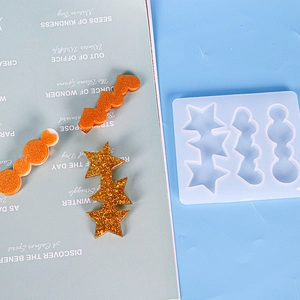 Molde de silicona para horquillas de resina con formas de estrella y corazón para DIY