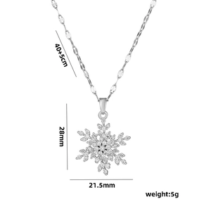 Pendentif flocon de neige rotatif avec strass et détails de dimensions techniques