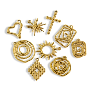 14K Gold Plated Stainless Steel DIY Charms Pendants Irregular Heart Star Cross For Necklace Earring Making Exquisite