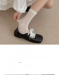 Close-up of cream knit crew socks paired with lace-up black loafers for a chic JK style