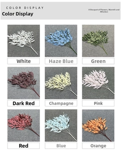 Detailed grid display of artificial willow leaves in nine diverse decorative colors