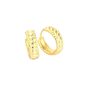 Minimalist S925 sterling silver gold-plated braided hoop earrings with wheat texture