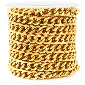 Chaîne gourmette dorée en acier inoxydable sur bobine pour création de bijoux DIY