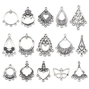 Zinc Alloy Earring Connectors Multi Hole Hollow Out Filigree Jewelry Links Vintage Bohemian Style For DIY Handmade Crafting