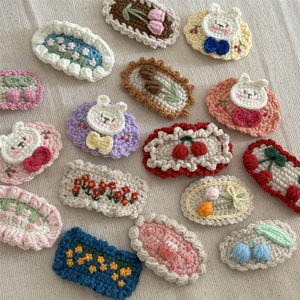 Handmade crochet flower and rabbit hair clips in various cute patterns and colors