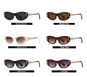 Detailed grid of six chic oval punk sunglasses featuring sleek metal temples and varied lens hues