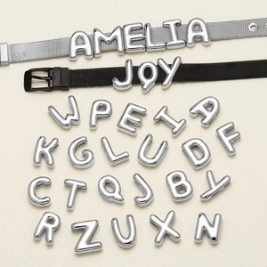 Silver plated 26 alphabet slide charms for DIY bracelets and personalized watch bands