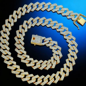 Miami Cuban Link Halskette Aus Legierung Mit Strass Hip Hop Schmuck Für Herren Mit Kastenverschluss Modisch