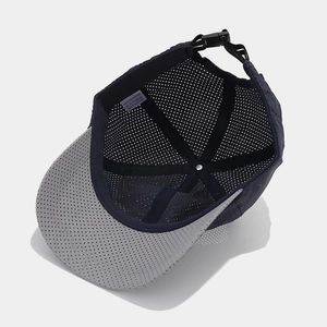 Breathable polyester mesh sports cap in navy and grey for outdoor sun protection