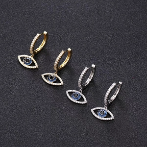 Chic Evil Eye hoop earrings in gold and silver finish with sparkling zircon stones