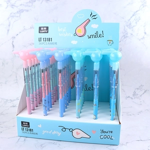 Bulk 36pcs stackable bullet pencils with whistle caps in blue and pink display box