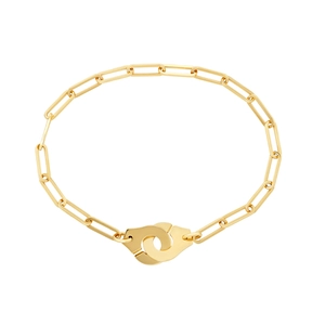 Minimalist 18k gold stainless steel handcuff link bracelet with paperclip chain