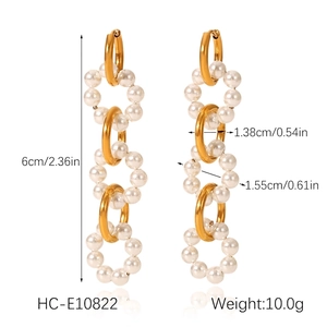 Détails de boucles d'oreilles pendantes dorées vintage avec dimensions et poids indiqués