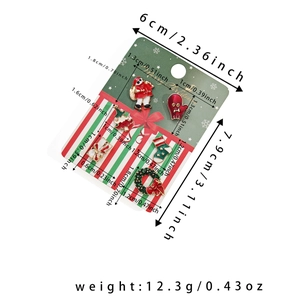 Vue détaillée de six broches de Noël avec dimensions sur la carte support