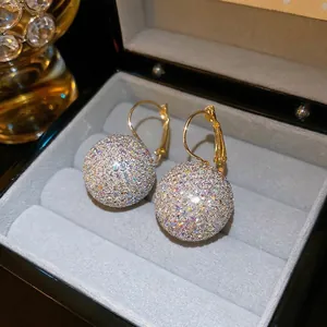 Sparkling crystal ball drop earrings with multicolor rhinestones in a luxury gift box