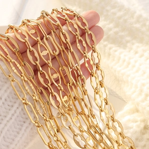 Minimalist 18K gold plated stainless steel geometric chain bracelet and necklace set
