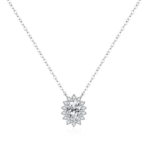 Collana in argento S925 con moissanite da 1 carato e pendente ovale brillante di lusso