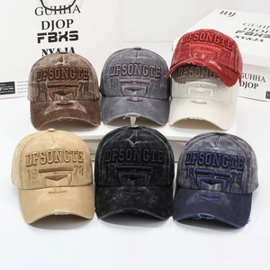 Vintage washed cotton baseball caps with distressed brims and DFSONGTE 1978 embroidery