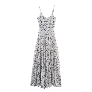 Women Polka Dot Cami Maxi Dress Sleeveless Mesh V Neck Elegant A Line Long Dress Summer Fashion