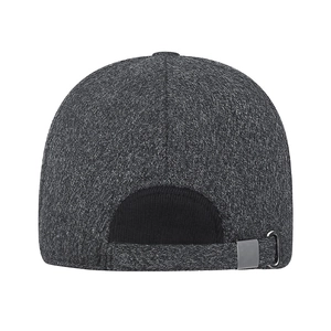 Winter thermal baseball cap for men with ear protection in heather grey wool texture
