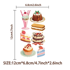 Cartoon dessert cake tijdelijke tatoeages 12x6.8cm voor feestjes en cadeaus