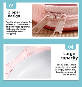 Pink coin purse detail showing smooth double zipper closure and spacious inner compartment
