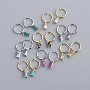 Minimalist Geometric Rectangular Zirconia Dangle Hoop Earrings With 925 Sterling Silver For Men And Women Daily Style