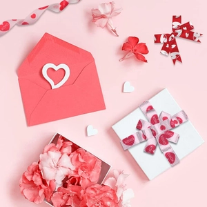 9mm Valentine gift ribbon set with XOXO printed pattern and floral packaging box