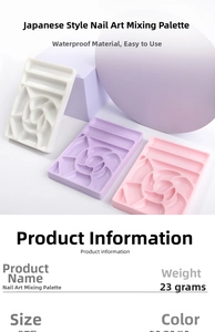 Three-color grid nail art palette in white, purple and pink for gel polish mixing