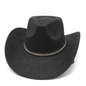 Detail of black western cowboy hat featuring a sparkling rhinestone and gold stud band