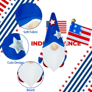Detailed view of soft fabric texture and stars on US Independence Day gnome