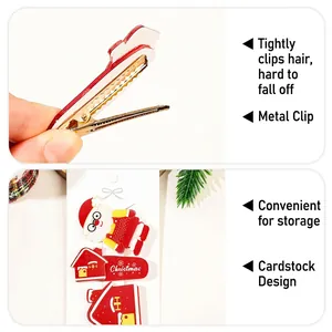 Lot de barrettes de Noël mignonnes avec Père Noël et maison en acrylique pour femmes