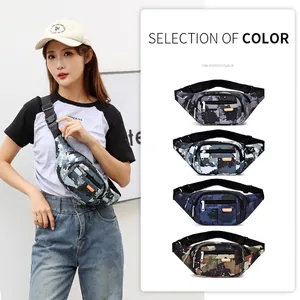 Camouflage Belt Bag Oxford Cloth Water Repellent Multi Pocket Outdoor Tactical Chest Bag Sporty Adjustable Fanny Pack