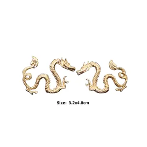 Golden dragon alloy pendant charms for DIY hair accessories and bridal headwear 3.2x4.8cm